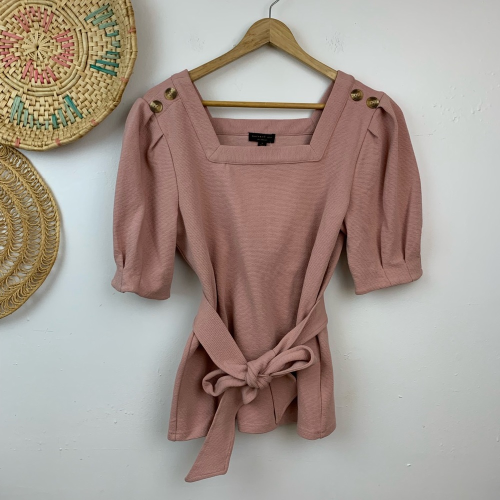 NWT Anthropologie pink square neck top